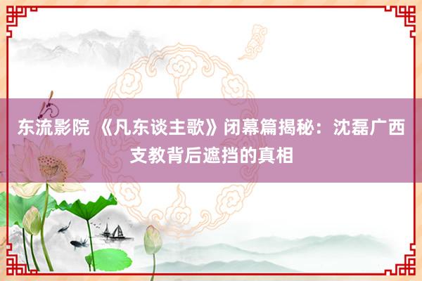 东流影院 《凡东谈主歌》闭幕篇揭秘：沈磊广西支教背后遮挡的真相