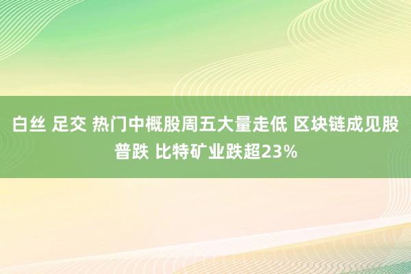 白丝 足交 热门中概股周五大量走低 区块链成见股普跌 比特矿业跌超23%